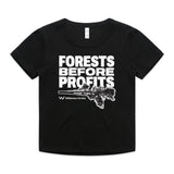 Forests Before Profits Women’s Black Organic Crop T-Shirt