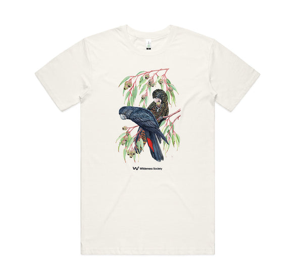 Preorder forest red-tailed black cockatoo natural organic t-shirt