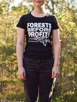 Forests Before Profits Women’s Black Organic Crop T-Shirt