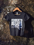 Forests Before Profits Women’s Black Organic Crop T-Shirt