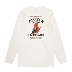 Franklin River blockade long-sleeve natural organic t-shirt