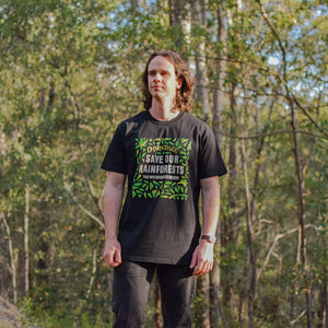 Save our rainforests black organic t-shirt
