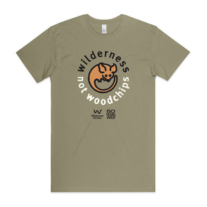 Wilderness not woodchips green organic t-shirt