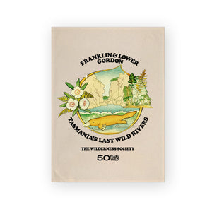 Franklin logo organic tea towel