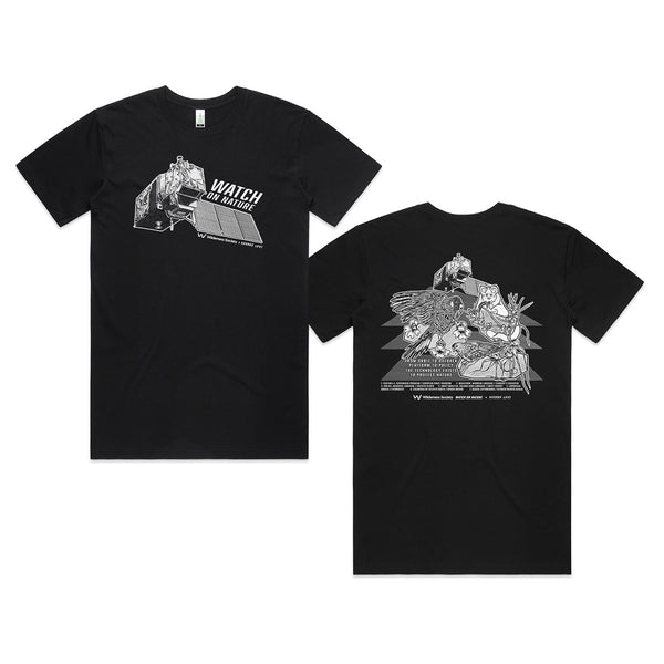 Watch on Nature Satellite Unisex Black Organic T-Shirt