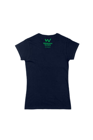 Lapel logo women's Organic Cotton Navy T-shirt