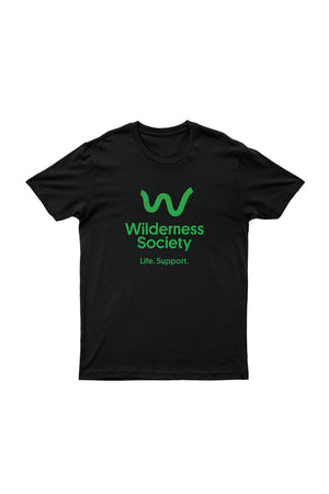 Life support green logo organic black t-shirt